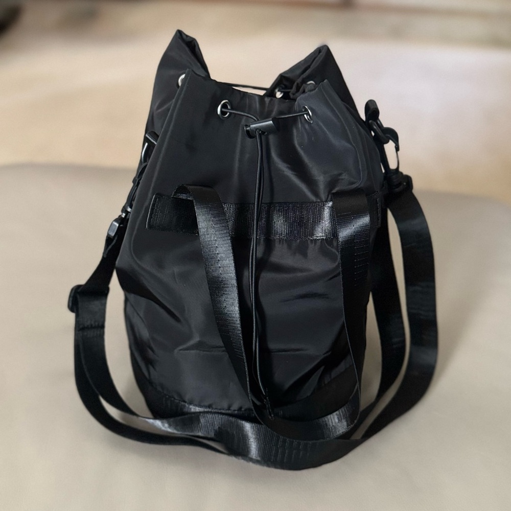 NEW Black Nylon Bucket Tote Bag